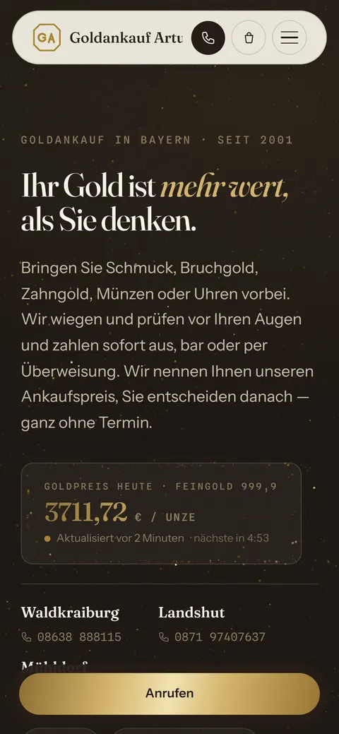 goldankauf-artuk.de auf dem Handy